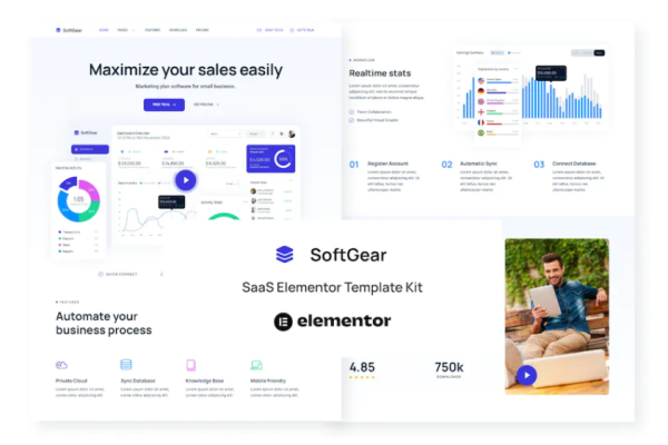 SoftGear – SaaS Elementor 模板套件