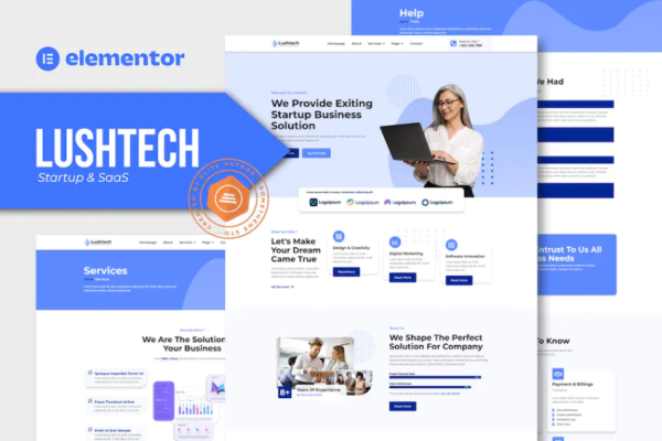 Lushtech – 启动和 SaaS Elementor Pro 模板套件