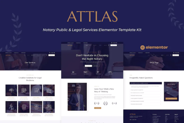 Attlas – 公证人和法律服务 Elementor 模板套件