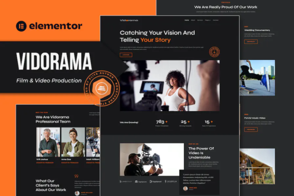 Vidorama – 电影和视频制作服务 Elementor 模板套件