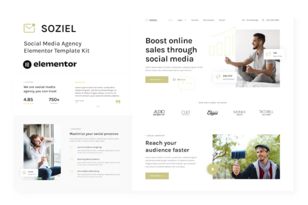 Soziel – 社交媒体代理 Elementor 模板套件