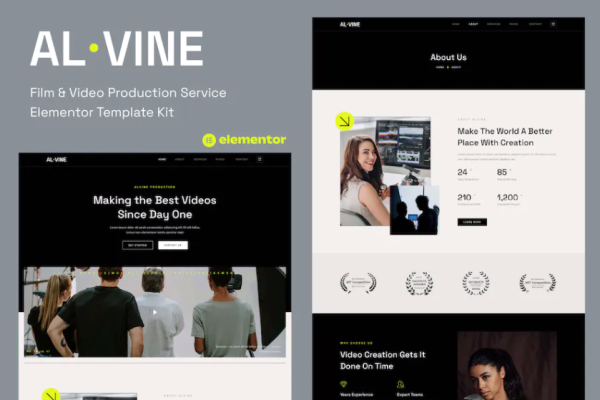 Alvine – 电影和视频制作服务 Elementor 模板套件