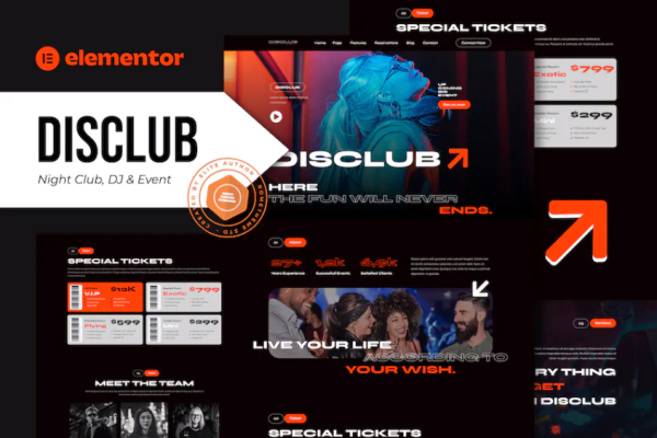 Disclub – 夜总会 DJ 和活动 Elementor Pro 模板套件
