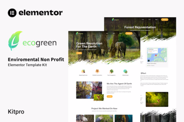Ecogreen – 环保非营利元素模板套件-极客小站