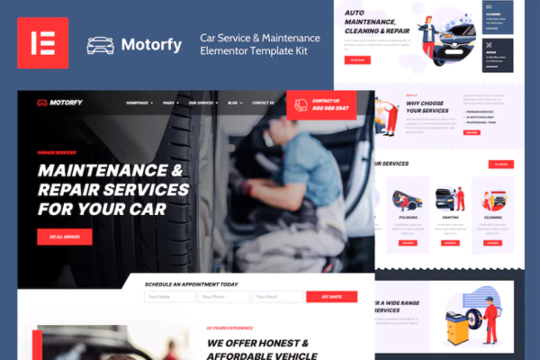 Motorfy – 汽车服务和维护元素模板套件
