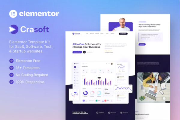 Crasoft–SaaS和科技创业公司Elementor模板套件