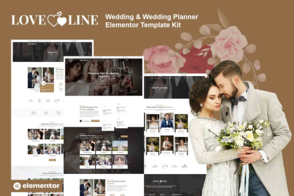 Loveline – 婚礼和婚礼策划师 Elementor Pro 模板套件-极客小站