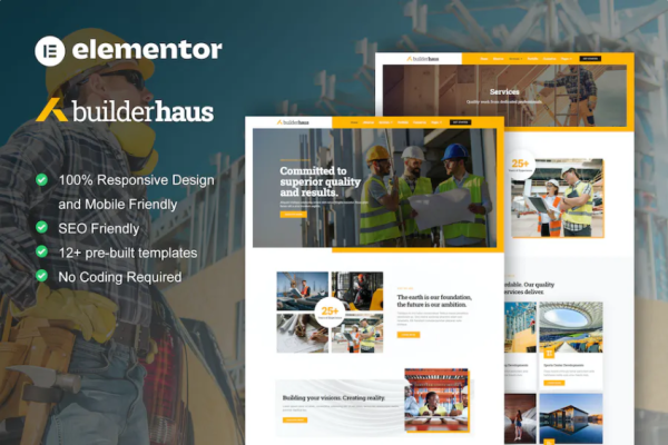 BuilderHaus – 建筑公司 Elementor Pro 模板套件