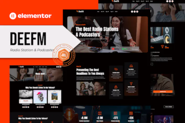 DeeFM – 广播电台和 Podcaster Elementor Pro 模板套件