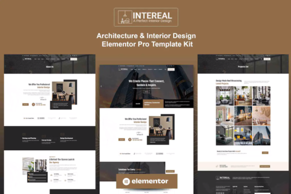 Intereal – 建筑与室内设计 Elementor Pro 模板套件