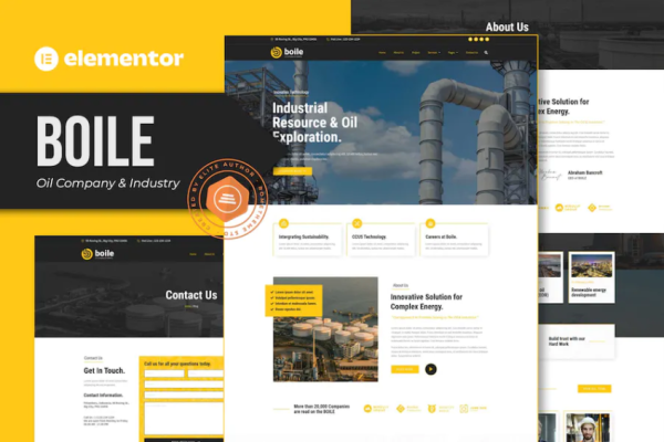Boile – 石油公司和行业 Elementor 模板套件-极客小站