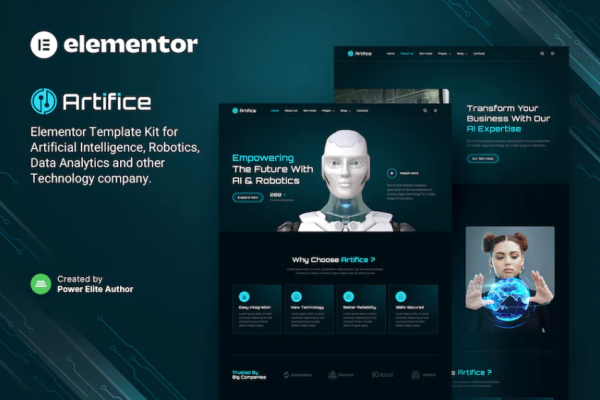Artifice – AI 和机器人 Elementor 模板套件