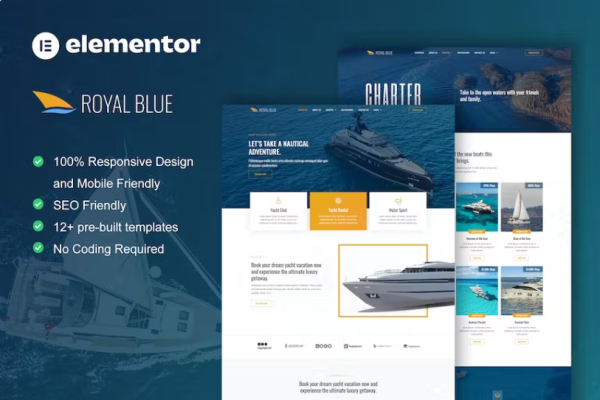 RoyalBlue – 游艇俱乐部和船只租赁 Elementor 模板套件-极客小站