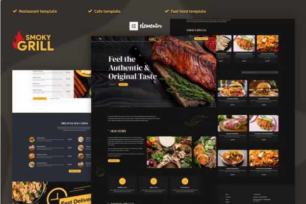 Smoky Grill – 餐厅和咖啡厅 Elementor Pro 模板套件