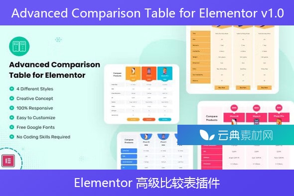 Advanced Comparison Table for Elementor v1.0 – Elementor 高级比较表插件