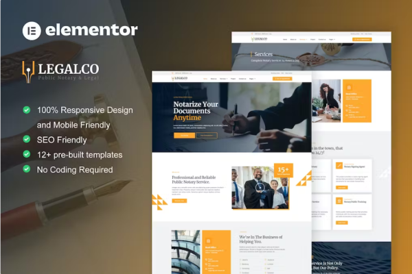 Legalco – 公证人和法律服务 Elementor Pro 模板套件