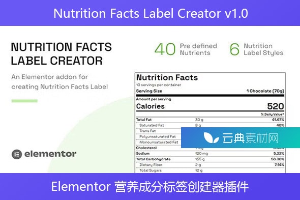 Nutrition Facts Label Creator v1.0 – Elementor 营养成分标签创建器插件