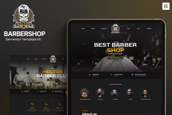 Hector – Barbershop Elementor 模板套件