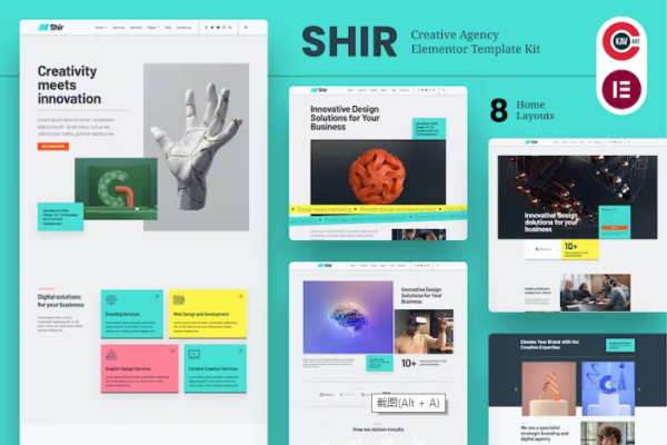 Shir – 创意机构和投资组合 Elementor 模板套件