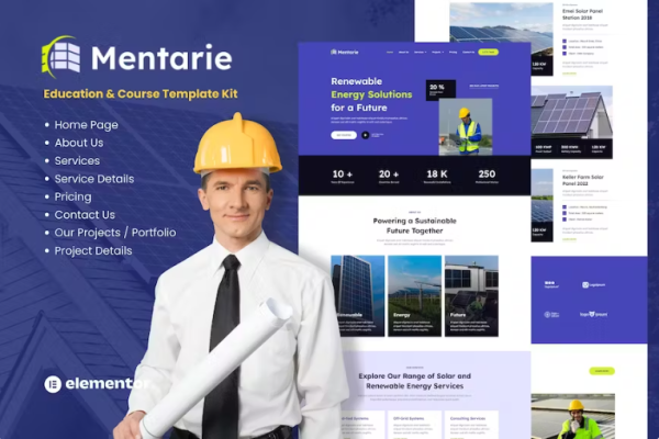 Mentarie – 太阳能电池板和可持续能源元素模板套件-极客小站