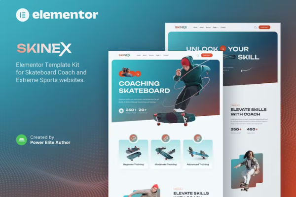 Skinex – 滑板教练和课程 Elementor 模板套件