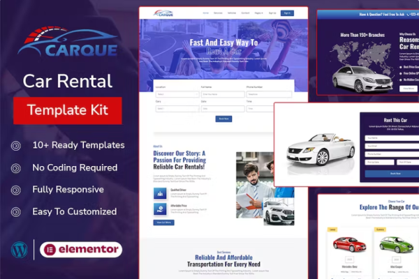 CarQue – 汽车租赁和汽车服务元素模板套件
