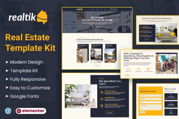 Realtik – 房地产和物业销售元素模板套件