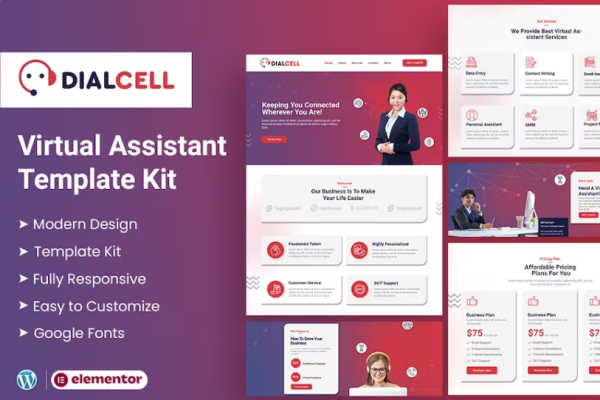 DialCell – 呼叫中心服务和电话营销元素模板套件