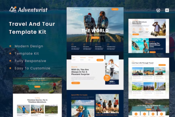 Adventurist – 旅行社 Elementor 模板套件