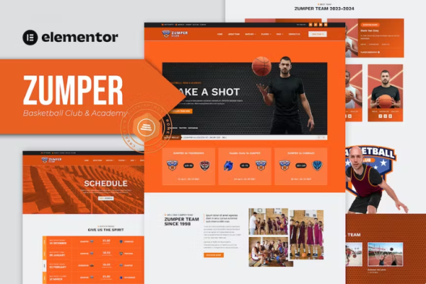 Zumper – 篮球俱乐部和学院 Elementor 模板套件