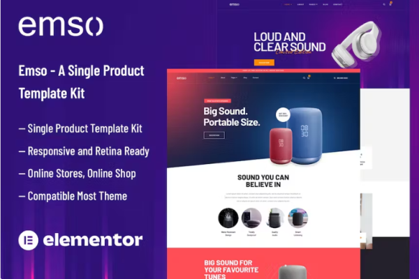 Emso-单一产品元素Elementor模板套件
