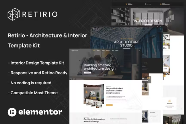 Retirio-建筑和室内元素Elementor模板套件