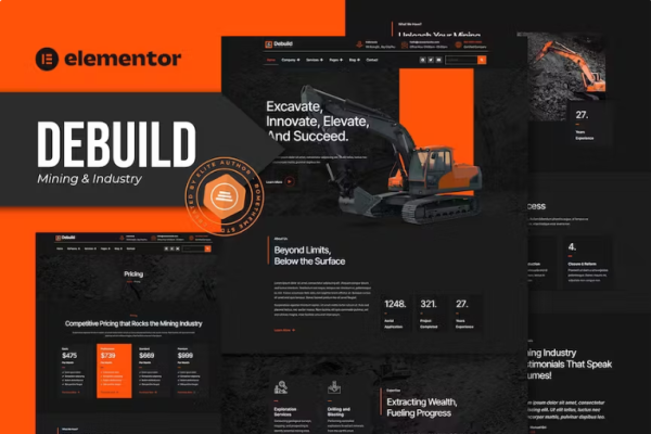 Debuild-采矿与工业Elementor Pro模板套件