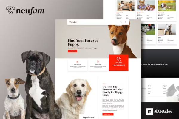 NeuFam – 养狗者和养犬俱乐部 Elementor 模板套件