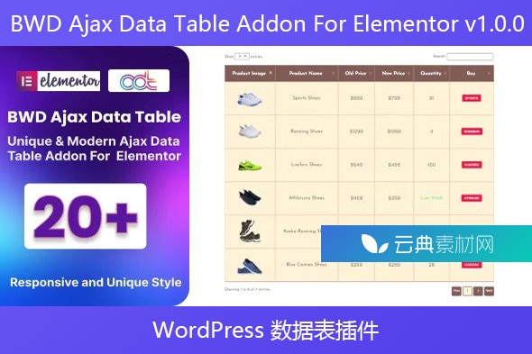 BWD Ajax Data Table Addon For Elementor v1.0.0 – WordPress 数据表插件
