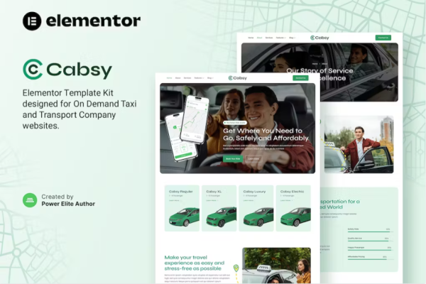 Cabsy – 运输公司和按需出租车 Elementor 模板套件