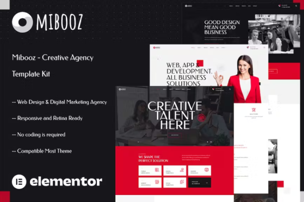 Mibooz – 创意机构 Elementor 模板套件