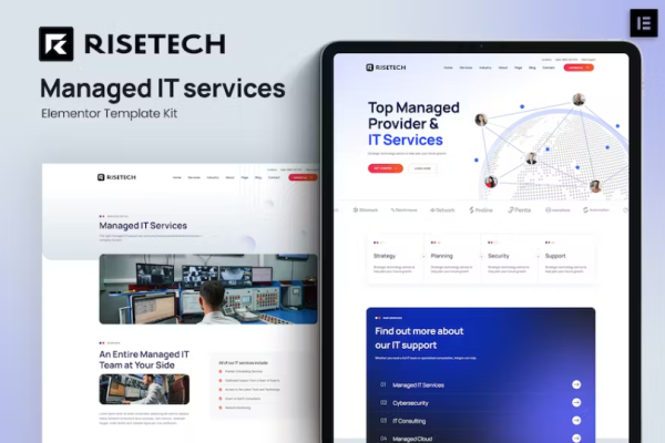 Risetech – 托管 IT 服务 Elementor 模板套件