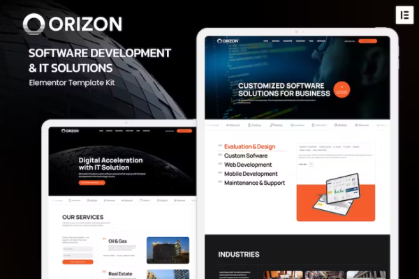 Orizon – 软件开发和 IT 解决方案 Elementor 模板套件
