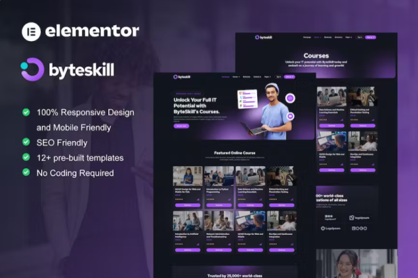 ByteSkill – IT 在线课程和教育 Elementor Pro 模板套件