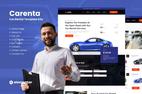 Carenta – 汽车租赁业务 Elementor 模板套件