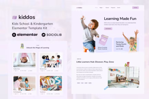 Kiddos – 学校和幼儿园 Elementor 模板套件