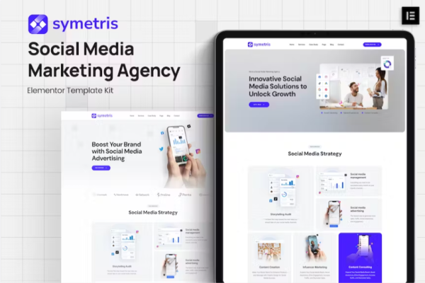 Symetris – 社交媒体营销机构 Elementor 模板套件