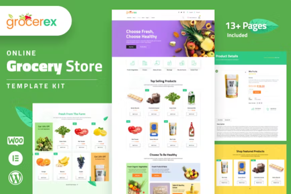 Grocerex – 杂货店 Elementor Pro 模板套件