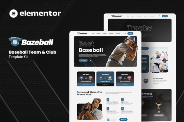 Bazeball – 运动队 Elementor 模板套件