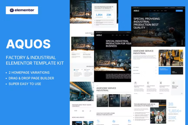 Aquos – 工厂和工业 Elementor Pro 模板套件