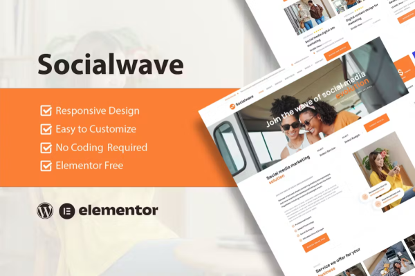 SocialWave – 社交媒体和数字营销服务 Elementor 模板套件