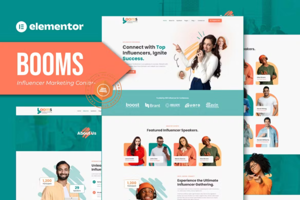 Booms – 影响者营销会议 Elementor 模板套件