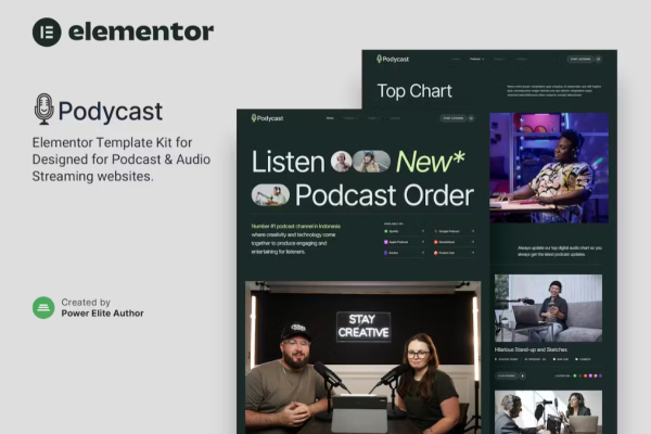 Podycast – 播客和音频流 Elementor 模板套件