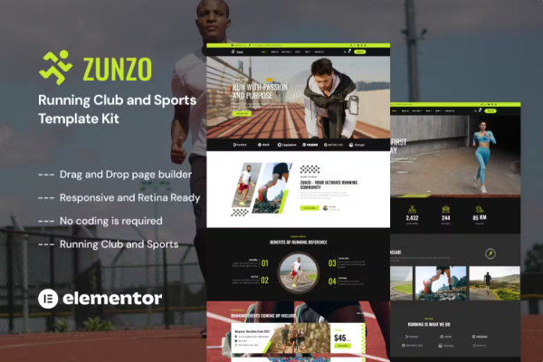 Zunzo – 跑步俱乐部和运动 Elementor Pro 模板套件